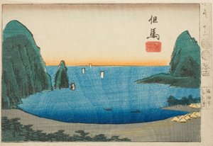 Takanohama in Tajima, Abschnitt des Blattes Nr. 12 aus der Serie "Ausschnittbilder der Provinzen (Kunizukushi harimaze zue)" von Utagawa Hiroshige