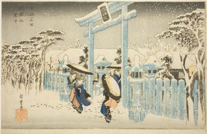 Der Gion-Tempel im Schnee, aus der Serie "Berühmte Orte in Kyoto"
