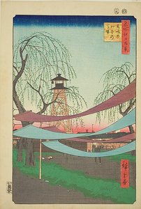 Die Hatsune-Reitplätze in Bakuro-cho, Nr.6 aus der Serie "Hundert berühmte Ansichten von Edo" von Utagawa Hiroshige