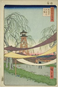 Die Hatsune-Reitplätze in Bakuro-cho, aus der Serie "Hundert berühmte Ansichten von Edo" von Utagawa Hiroshige