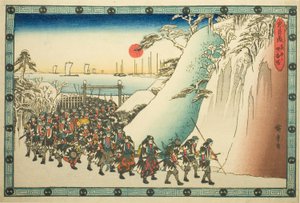 Der nächtliche Angriff, Teil 6: Weihrauchopfer (Youchi roku, shoko ba), aus der Serie "Die Rache der loyalen Vasallen (Chushingura)" von Utagawa Hiroshige