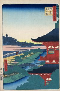 Die Pagode im Zojoji-Tempel in Akabane (Hundert berühmte Ansichten von Edo) von Utagawa Hiroshige