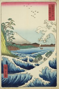 Das Meer vor Satta in der Provinz Suruga (Suruga Satta kaijo), aus der Serie "Sechsunddreißig Ansichten des Berges Fuji (Fuji sanjurokkei)" von Utagawa Hiroshige