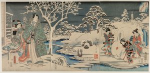 Der verschneite Garten, 1854 von Utagawa Hiroshige