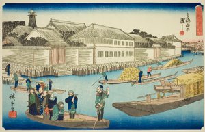 Die Yoroi-Fähre, aus der Serie "Außergewöhnliche Ansichten von Edo" von Utagawa Hiroshige