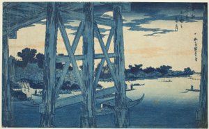 Abenddämmerung am Ryogoku-Brücke (Ryogoku no yoizuki), aus der Serie "Berühmte Ansichten der östlichen Hauptstadt (Toto meisho)"