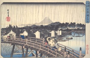 Weißer Regen auf der Nihon-Brücke, aus der Serie Berühmte Orte der östlichen Hauptstadt