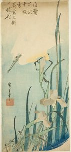 Weißer Reiher und Iris von Utagawa Hiroshige