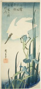 Weißer Reiher und Iris von Utagawa Hiroshige