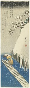 Winter: Schnee über dem Sumida-Fluss, ca. 1834