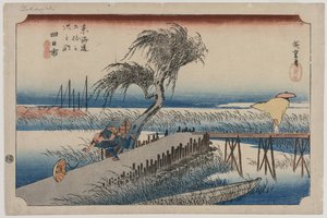 Yokkaichi: Blick auf den Mie-Fluss, aus der Serie Die dreiundfünfzig Stationen des Tokaido, um 1833-34