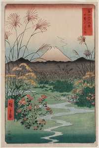 Ebene von Ōtsuki in der Provinz Kai, aus der Serie Sechsunddreißig Ansichten des Berges Fuji von Utagawa Hiroshige
