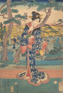 Junges Mädchen im Teehaus in Iriya von Utagawa Hiroshige II