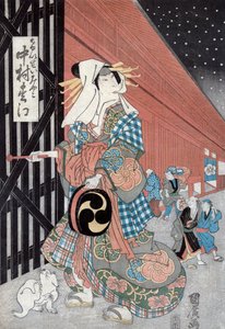 Männlicher Schauspieler Nakamura Matsue in der Rolle der Kurtisane Keisei Miyako