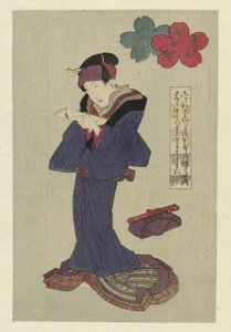 Frau, die einen Brief liest von Utagawa Kunisada (I) (attributed to)