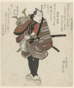 Ein Samurai hält einen Helm von Utagawa Kunisada (I)