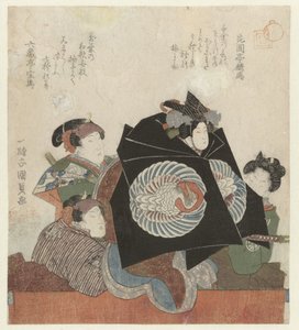 Drei Schauspieler mit einer Puppe von Utagawa Kunisada (I)