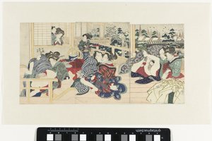 Liebespaare auf einer Terrasse im Winter von Utagawa Kunisada (I)