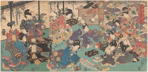 Präsentation von Büchern und Schriftrollen von Utagawa Kunisada (I)