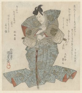 Stehender Herr im blauen Über-Kimono von Utagawa Kunisada (I)