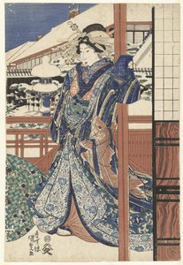 Frau im Wintergarten von Utagawa Kunisada (I)