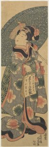 (Mädchen mit einem Schreibheft), Januar 1843 von Utagawa Kunisada