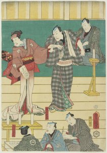 Probe eines Kabuki-Stücks, September 1860 von Utagawa Kunisada