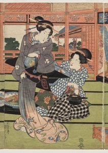 Ein Blick auf den großen neuen Raum in Sakurai von Utagawa Kunisada