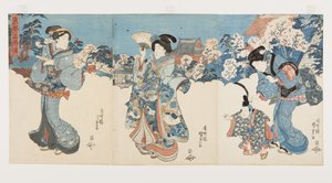Kirschblütenbäume in Atagoyama von Utagawa Kunisada