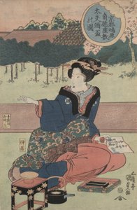 Kurtisane mit Sake-Becher