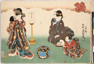 Abendschnee Bo-setsu, aus der Serie Acht figürliche Ansichten Sugata Hakkei, ca. 1850 von Utagawa Kunisada