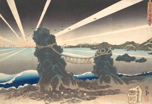 Futami-ga-ura-Felsen bei Ise, Land der Morgenröte von Utagawa Kunisada
