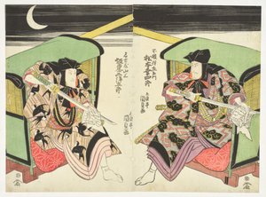 Schwertkampf bei Nacht von Utagawa Kunisada