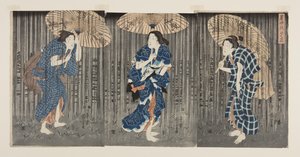 Plötzlicher Regenschauer in der Sommerhitze von Utagawa Kunisada