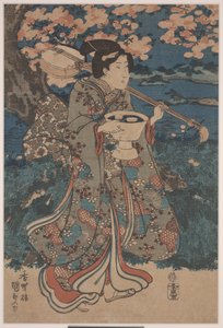 Auf dem Weg zu einer Kirschblüten-Party von Utagawa Kunisada III