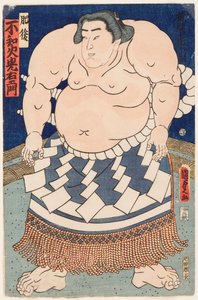 Porträt des Sumo-Ringers Shiranui Mitsuemon (1825-1879) mit einem rituellen Schurz von Utagawa Kunisada II