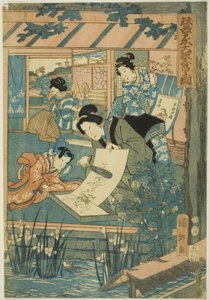 Großer Wohlstand auf der Seidenfarm (Kaikoya Daihanjono Zu) von Utagawa Kunisato