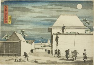 Akt 11: Der nächtliche Angriff, aus der Serie "Schatzkammer der treuen Vasallen (Chushingura)" von Utagawa Kuniyoshi