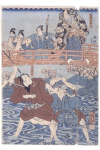Band? Hikosabur? IV als Ashikaga Yoshimasa und Ichikawa Kodanji IV als Asakura T?go aus dem Kabuki-Stück, Higashiyama Sakura S?shi