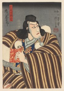 Benkei hält eine Schriftrolle
