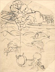 Daikoku und Ebisu, zwei der sieben Glücksgötter von Utagawa Kuniyoshi