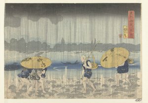 Das Ufer des Onmaya-Flusses in der östlichen Hauptstadt von Utagawa Kuniyoshi