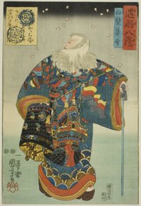 Abendschnee auf weißem Haar (Shiraga bosetsu), aus der Serie "Persönliche Begegnungen aus acht Aufführungen (Omi hakkei)" von Utagawa Kuniyoshi