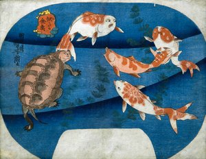 Goldfische, die Schauspielern ähneln (Nitaka kingyo), ca. 1842 von Utagawa Kuniyoshi