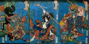 Hakukaja Yōshun und Shinki Gunshi Shubu (rechts) von Utagawa Kuniyoshi