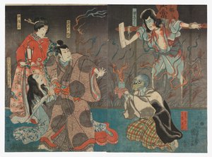 Ichikawa Kodanji IV als Geist (Rei) von Kozakura Tōgo von Utagawa Kuniyoshi