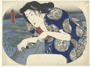 Frau beim Wäschewaschen von Utagawa Kuniyoshi