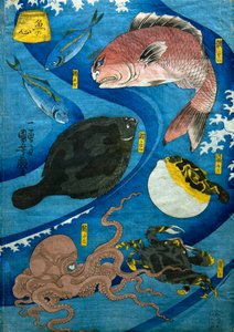 Geist der Fische (Uo no kokoro), ca. 1842 von Utagawa Kuniyoshi