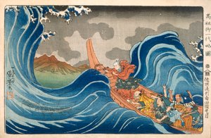 Nichiren beruhigt den Sturm, ca. 1830er von Utagawa Kuniyoshi