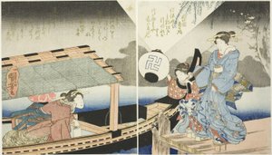Nachtszene an Bord eines Vergnügungsbootes von Utagawa Kuniyoshi